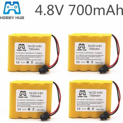 Hobby Hub 1/2/4/8x Rechargeable 4.8V 700mAh Ni-Cd AA Battery Pack For Remote Control Electric Car SM-2P Plug 4.8V Volt Bateria