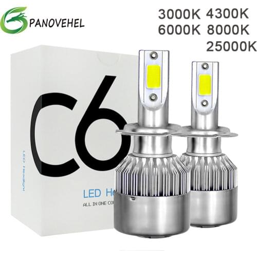 2Pcs H1 H3 Car Led Headlight Bulbs C6 H7 LED Car Lights H4 880 H11 HB3 9005 HB4 9006 H13 6000K 72W 12V 8000LM Auto Headlamps
