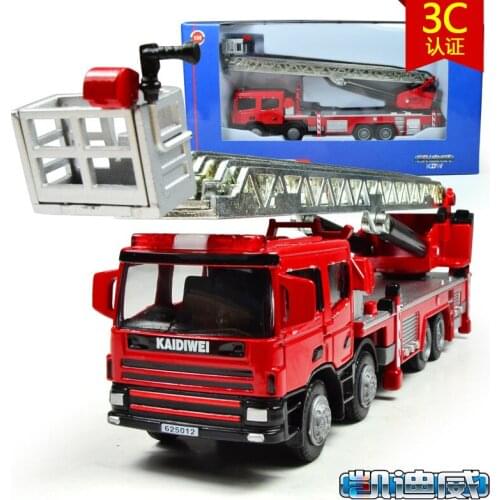 Free shipping high quality 1:50 kaidiwei brand Engineering Vehicle model Wholesale toy car similar as siku-ladder fire engine