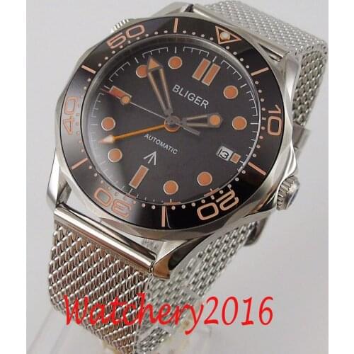 BLIGER Casual Sapphire Watches GMT Men Black Top Brand Luxury Military Wrist Watch Man Clock Fashion Chronograph Wristwatch