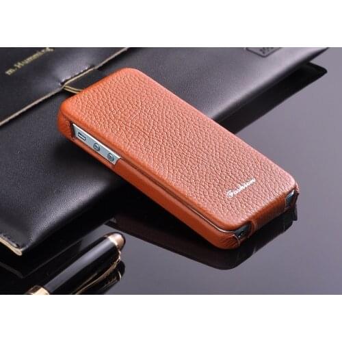 100% Genuine Leather Vertical Flip Cover Case for Apple iPhone 5 5S SE Top Quality Fashion Brand Original Litchi Chinensis Grain