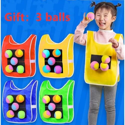 Kids Outdoor Sport Game Props Vest Sticky Jersey Vest Game Vest Waistcoat With Sticky Ball Throwing Toys For Children Sports Toy