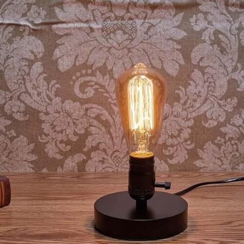 European modern retro old-fashioned e27 industrial creative personality study plug line switch bedside table lamp MJ1125