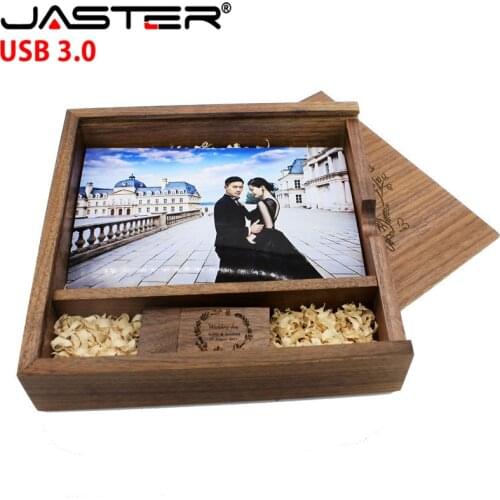 JASTER USB 3.0 Photo Album Wood Box Memory stick Pendrive 8GB 16GB Photography Wedding customer LOGO (size 170*170*35 mm)