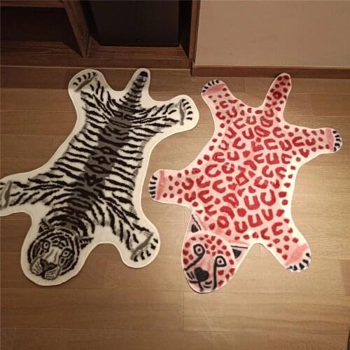 HOT sale Rug Leopard Tiger Printed Cowhide Faux Skin Leather Non-slip Antiskid Mat Home Decor Animal Printing Carpet