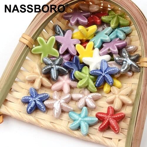 18mm Starfish Ceramic Beads DIY Loose Porcelain Beads Jewelry Making Ceramics Bead Fit Bracelet Necklace Fashion Accessories