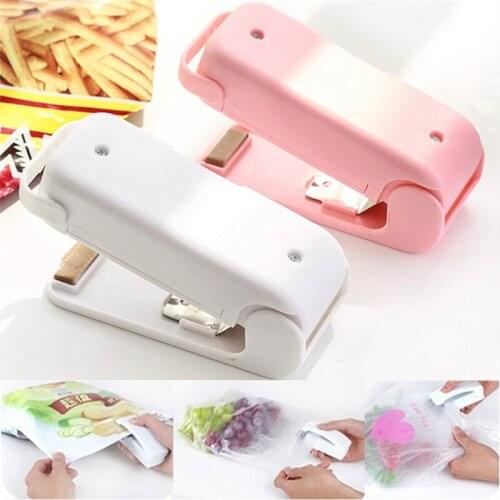 Portable 1Pcs Mini Household Sealing Machine Sealer Food Saver Plastic Bag Capper Hand Pressure Hot Sealer Without Battery
