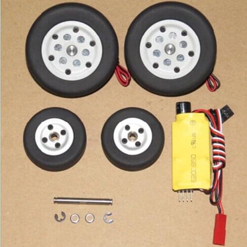 Electric brake wheel controller 50/55/60/65mm rear tire 40mm front tire for fixed wing RC plane model 2-6S