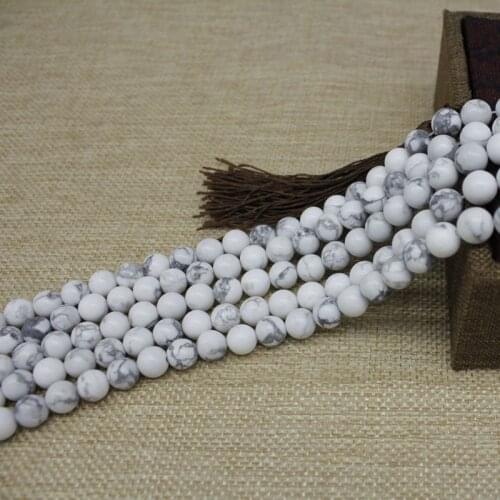 6-10MM 1Strand/Pack 100% Natural White Stone Round Jewellery Bead Jewelry Loose Beads