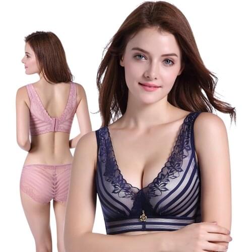 Paris allure lace beauty back deep V collection accessory breast adjustment vest bra set