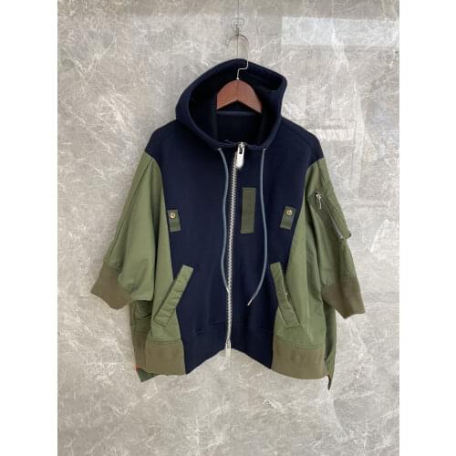 2021SS Spring Fashion New Women Patchwork Hoodies Short Sleeve Jacket Coat 3 Color Tutu