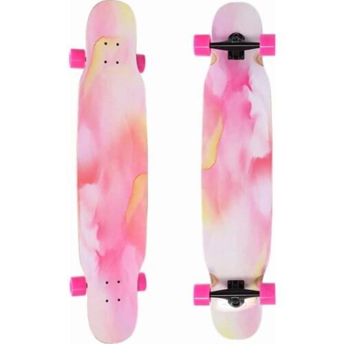 Longboard Skateboard 46" Double tilt Silent high-Speed Bearing Longboard for Skateboard Beginner Girl,Pink
