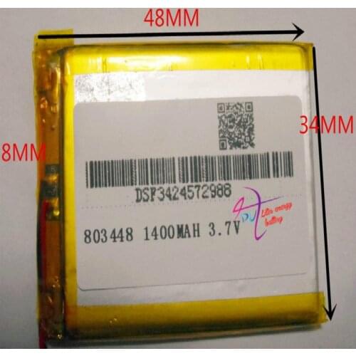 Best battery brand 1pcs 3.7V,1400mAH 803448 polymer lithium ion / Li-ion battery for model aircraft,GPS,mp3,mp4,cell phone,speak