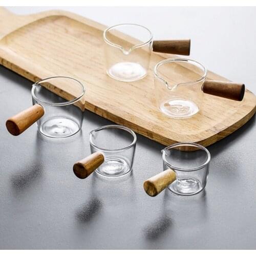 Multi-functional Taste Dish Coffee Mini Milk Cup Hand-draw Sauce Dish With Handle Glass Sauce Vinegar Snack Plate Tableware
