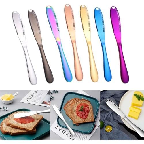 Multifunction Stainless Steel Butter Knife with Hole Cheese Dessert Jam Knife Cutlery Tool Kitchen Toast Bread Knife Tableware