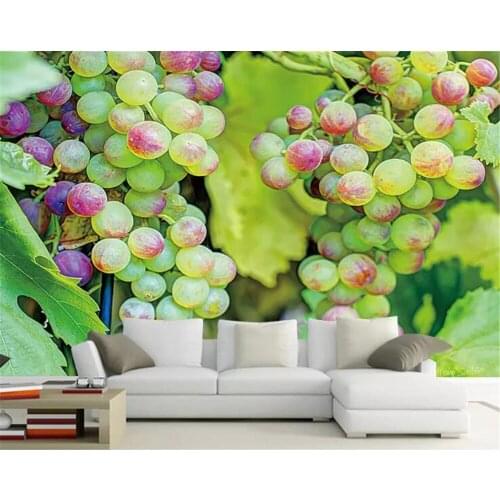 Beibehang Custom wallpaper mural modern sleek minimalist green small fresh grape green leaf background wall papel de parede 3d