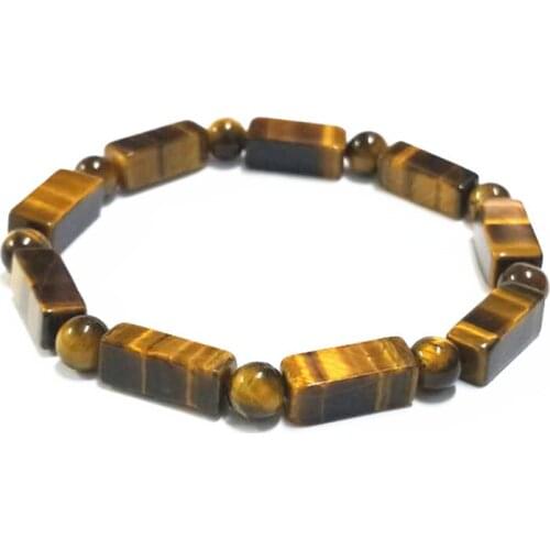 New Arrival Round and Tectangle Tiger eyes Beads Bracelet Men Charms Natural Stone Bracelets For Women Handmade Casual Jewelry