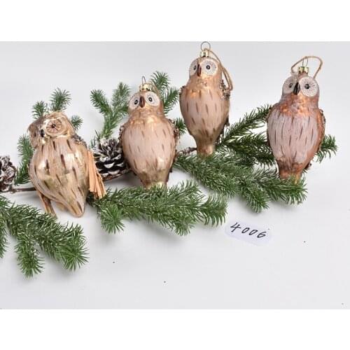 Christmas decoration glass simulation owl pendant Christmas scene layout dress up pendant shopping mall window pendant
