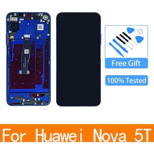 Original 6.26'' Display Replacement With Frame For Huawei Nova 5T LCD Touch Screen Digitizer Assembly YAL-L21 L61A L61D L71A LCD