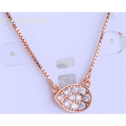 Love Monologue Lovely Water Drop Cubic Zirconia Choker Necklace Small Pendants Rose Gold Color Jewelry X0543 Length 42CM+5CM