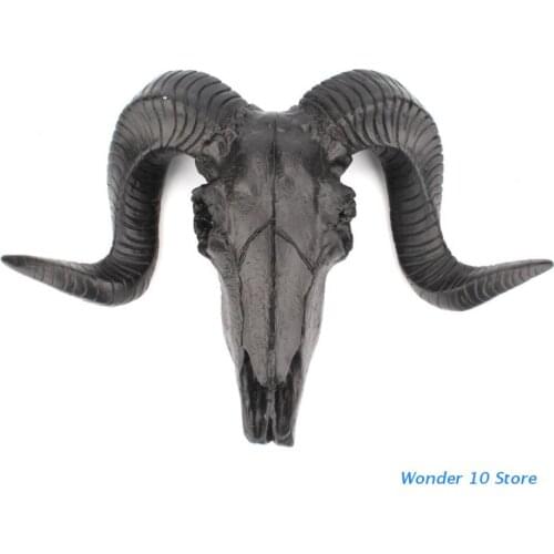 Personalized Black Shofar Skull Wall Mounted Hanging Macabre Modern Wall Decor Outdoor Men Trophy Statue for Hunters Bar