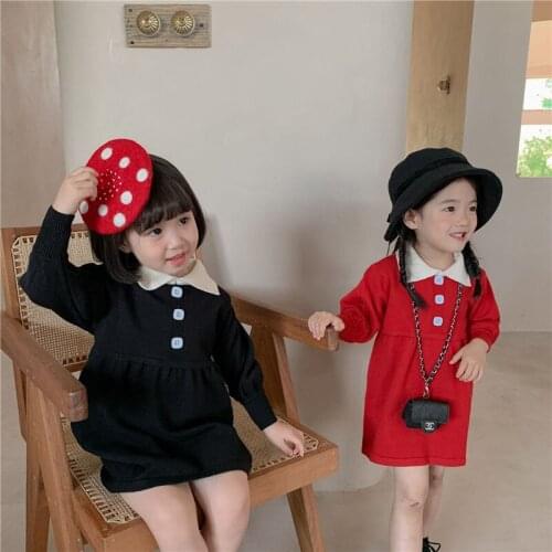 Girl Dress Kids Baby Gown 2021 Sweater Winter Autumn Toddler Princess Outwear School Uniform Dresses Children Clothing