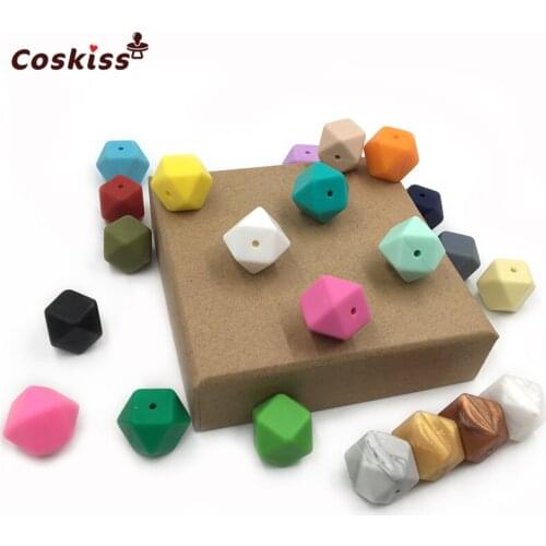 Mixed Color 0.67"(17mm) Geometric Hexagon Silicone Bead For Baby Teether Necklaces/bracelet DIY Baby Teether Bracelet Accessorie