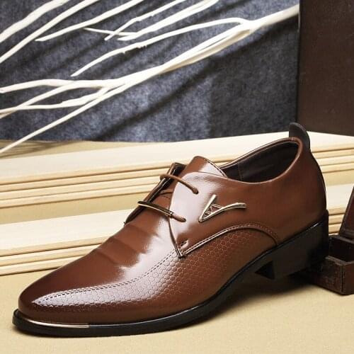Luxury Brand Classic Man Pointed Toe Dress Shoes Mens Pu Leather Black Wedding Shoes Male Oxford Formal Shoes Plus Size 37-48