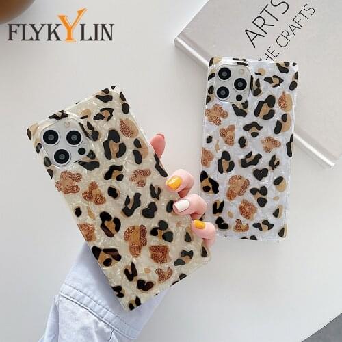 Luxury Square Phone Case sFor iPhone 12 11 Pro Max XR XS Max 7 8 Plus X Fantasy Shell Pattern Leopard Soft Silicone Back Cover