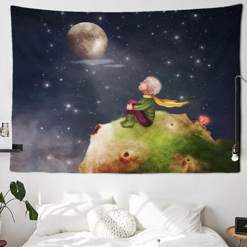Little Prince Tale Dreamland Starry Tapestry Universe Wall Hanging Room Dorm Tapestries Art Home Psychedelic Childrens Room