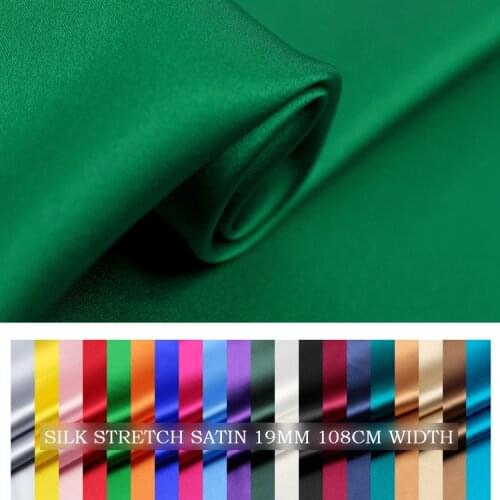 SILK STRETCH SATIN Fabric 108cm width 19momme Natural Silk Tissus Chinese Silk Fabric Sewing Factory Wholesale 1M 61-90