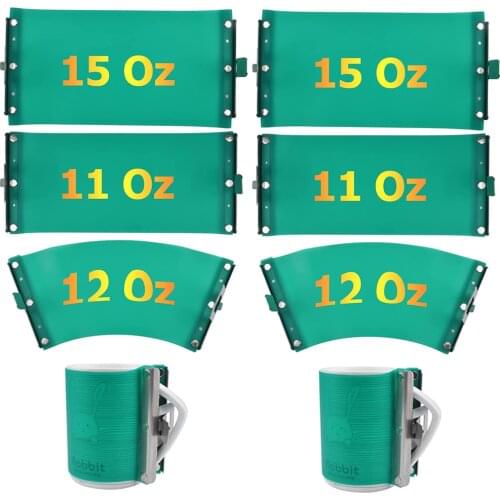 6pcs Sublimation Silicone Mug Wraps 11oz 15oz and 12oz Latte Mug Clamp Fixture 3D Rubber Mug Clamps for Printing Mugs