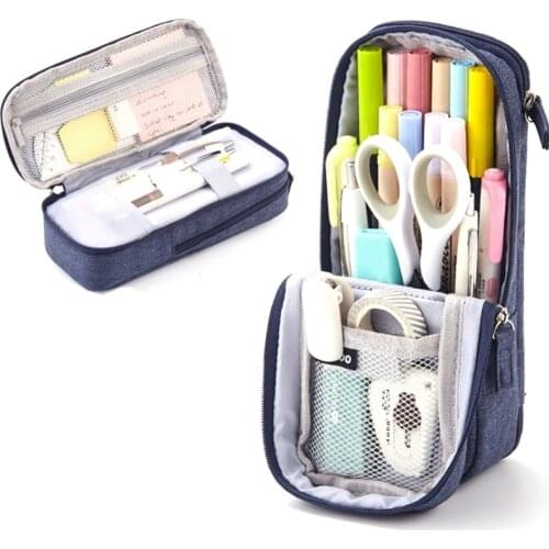 ANGOO Pen Bag Two Layer Foldable Phone Holder for Stationery School