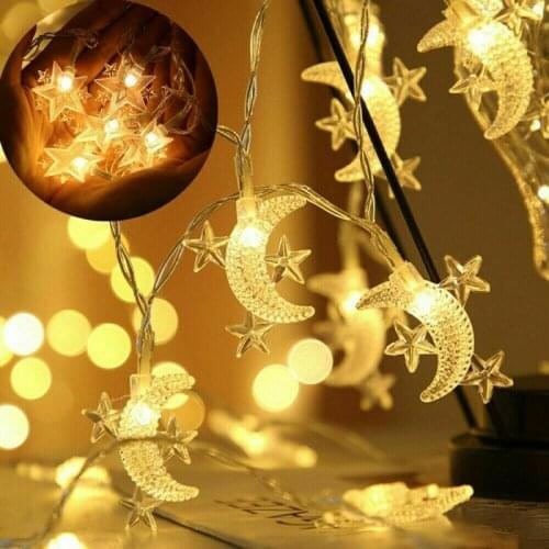 Star Moon Led Curtain Garland String Light Eid Mubarak Ramadan Decoration Islam Muslim Party Decor Eid Lighting Gift For Mubarak