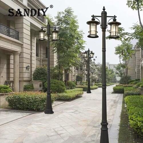 Street Light with 2m 2.3m 2.6m 2.9m Pole LED Outdoor Wall Lamp Garden Road Street Pathway IP65 Waterproof 100W Light Bulb