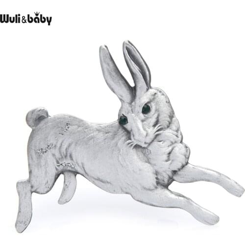 Wuli&baby Vintage Running Rabbit Brooches For Women Men 2-color Hare Animal Party Casual Brooches Gifts
