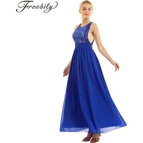 Women Ladies Sleeveless Floral Lace Chiffon Elegant dress Vestidos Evening Party Prom Gown Femme 2019 Summer Dress