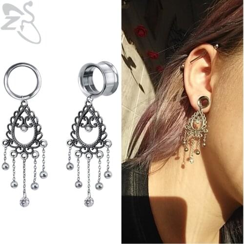 ZS 5-22mm 8 Styls Punk Stainless Steel Ear Plugs & Tunnel Flesh Earring Gauges Vintage Piercings Ear Expanders Ring Body Jewelry