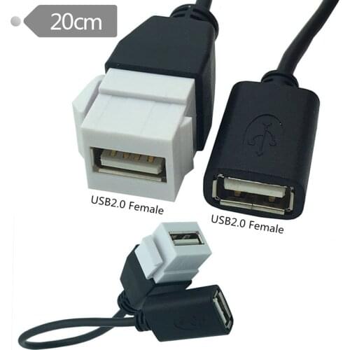 10pcs USB 2.0 A Female to Female Panel Mount Insert Adapter for Wall Socket Face Plate 0.2m