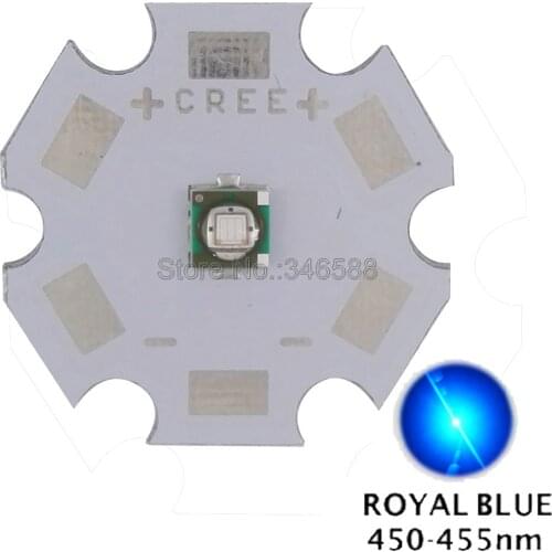 10pcs/lot! Cree XLamp XP-E XPE Royal Blue 450NM - 455NM 3W High Power LED Emitter Diode Chip on 8mm 12mm 14mm 16mm 20mm PCB