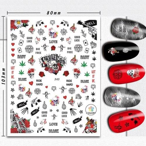 10PCS Halloween Wizard Pumpkin Nail Art Sticker Christmas Socks 3D Self Adhesive Nail Art Slider Applique Manicure Accessories C