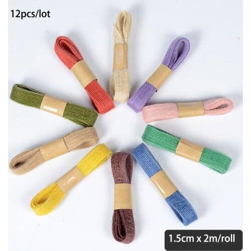 12pcs Manual 1.5cm colorful strand woven burlap Rope Natural Jute rope Twine String Cord Hemp Rope for DIY garden Wrap craft Dec