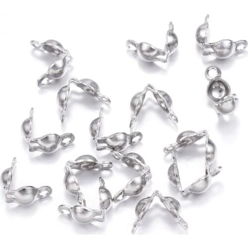 200pcs 304 Stainless Steel Bead Tips Knot Covers End Caps Terminator for Jewelry Making DIY Accessories Findings 5x3mm Hole: 1mm