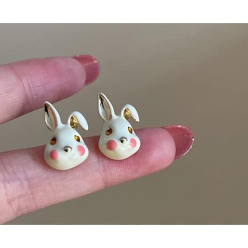 2021 Wholesale Diamond Rabbit Earrings Korea Cute Sweet Earrings Niche Design Girl Animal Wild Earrings