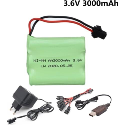 3.6v 3000mah NiMH Battery For Rc toy Car Tanks Trains Robot Boat Gun AA 700mah 3.6v Rechargeable Battery Charger Set