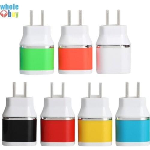 300pcs 2A 2Port Colorful Dual Double USB Power AC Wall Charger Travel Adapter For iphone Samsung Smart phones tablet EU/US Plug