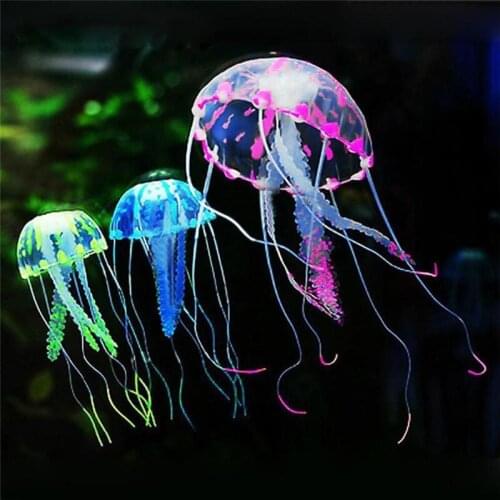 4pcs/lot Glowing Effect Artificial Jellyfish Fish Tank Aquarium Decoration Mini Ornament Underwater Decoration