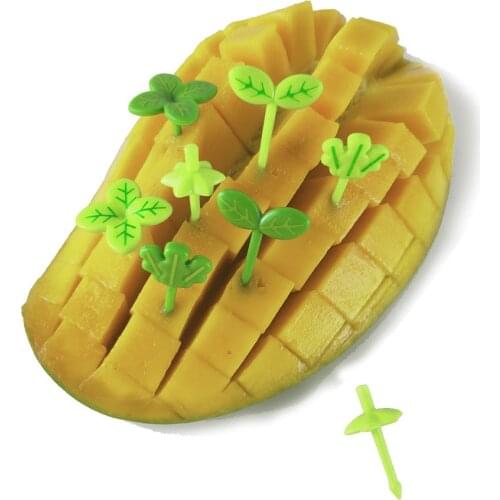 8pcs Fruit Fork Children Toothpick Leaves Plastic Decoration Lunch Box Bento Accessories Small Salad Tiny Fork Mini Cake Picks