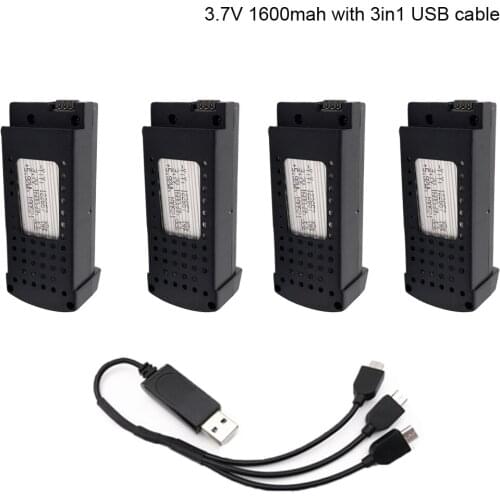 3.7V 1600mah lipo battery with 3 in 1 USB cable for SG106 RC Helicopter Quadcopter Spare Parts 3.7v Drone Battery set for SG106