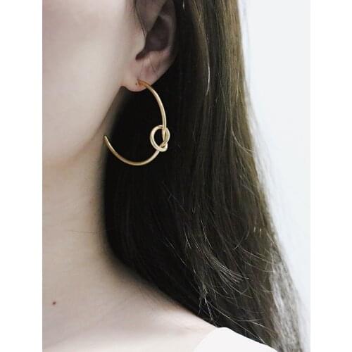 Amaiyllis 1pc 18K Gold Retro Modern Rope Knot Big Earrings Fashion Industrial Wind Earrings For Women Jewelry Christmas Gift